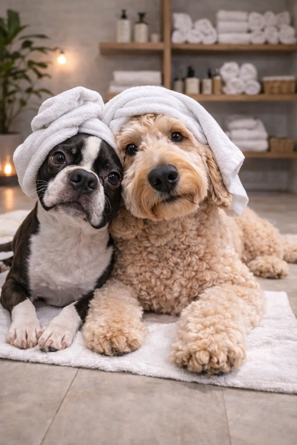 Deux chiens ensemble chez Museau